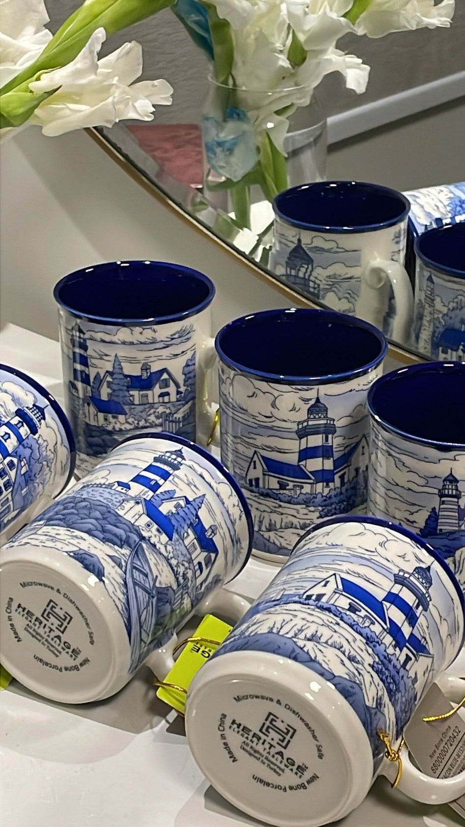 Heritage Blue Lighthouse Mug Set Of 6 350ml