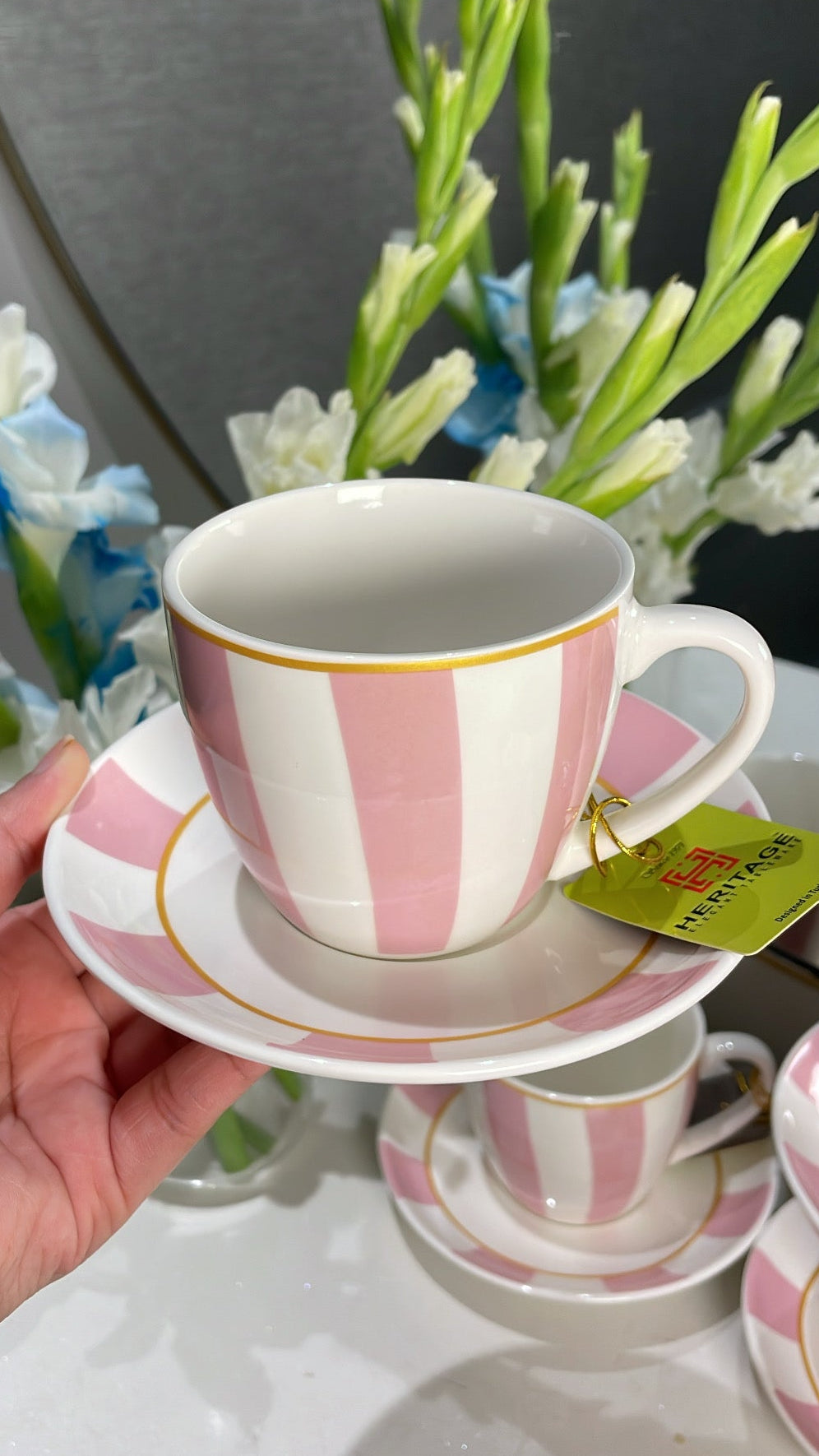 Heritage Milano Pink Cup And Saucer Set Of 6 250ml