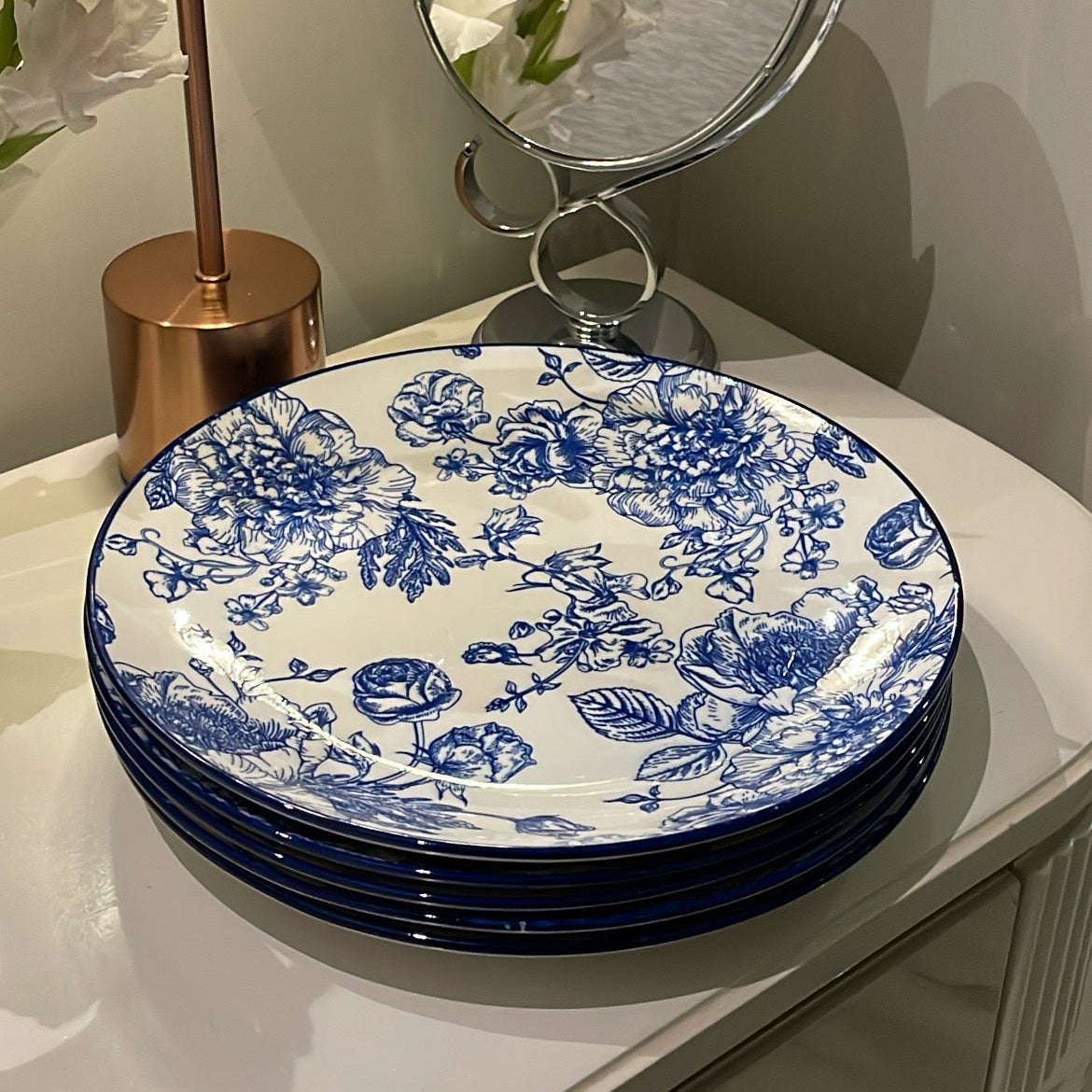BLUE FLORAL 10 pcs plate set