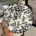black floral set of 6 quarter plates