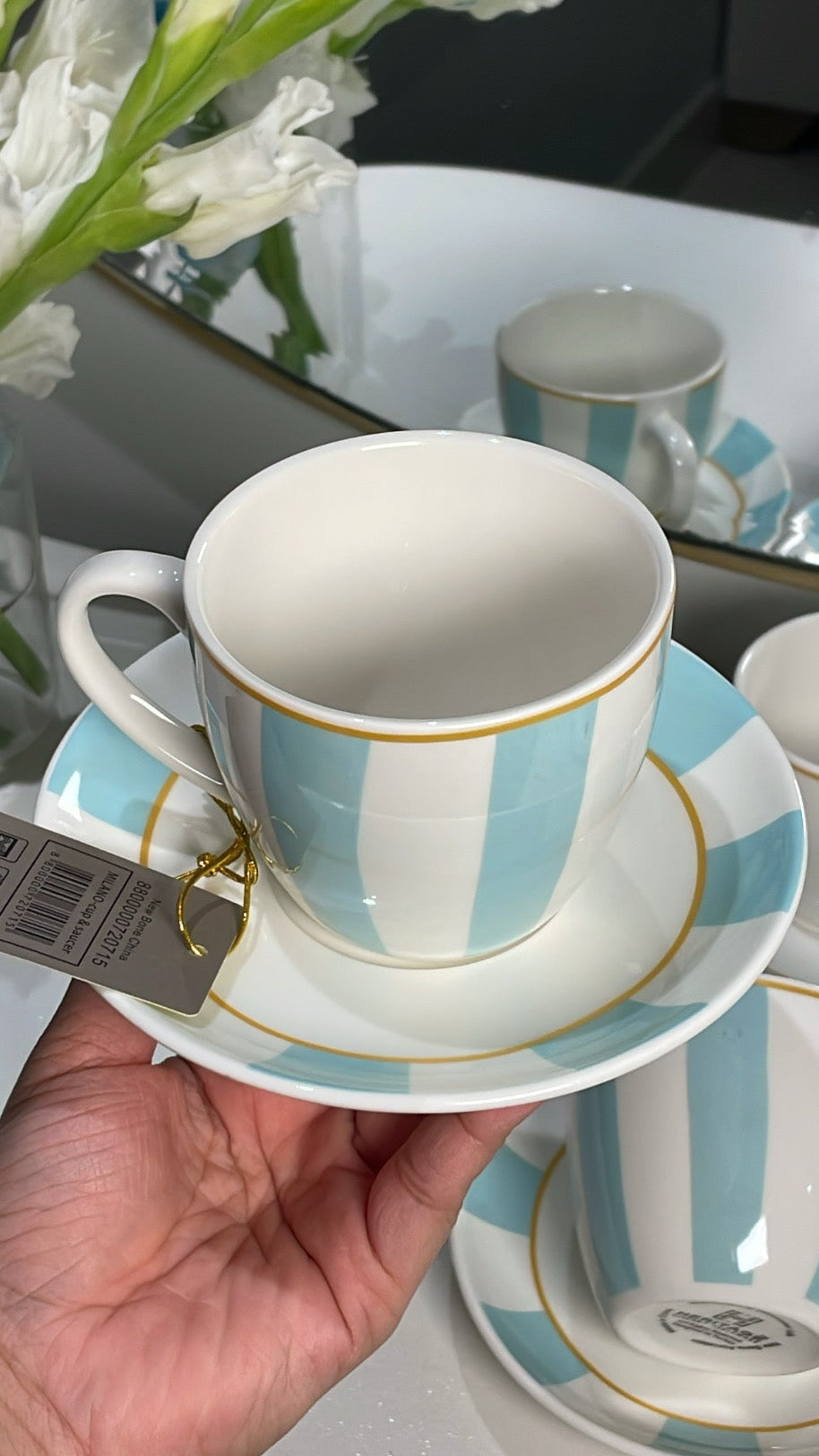 Heritage Milano Blue Cup And Saucer Set Of 6 250ml