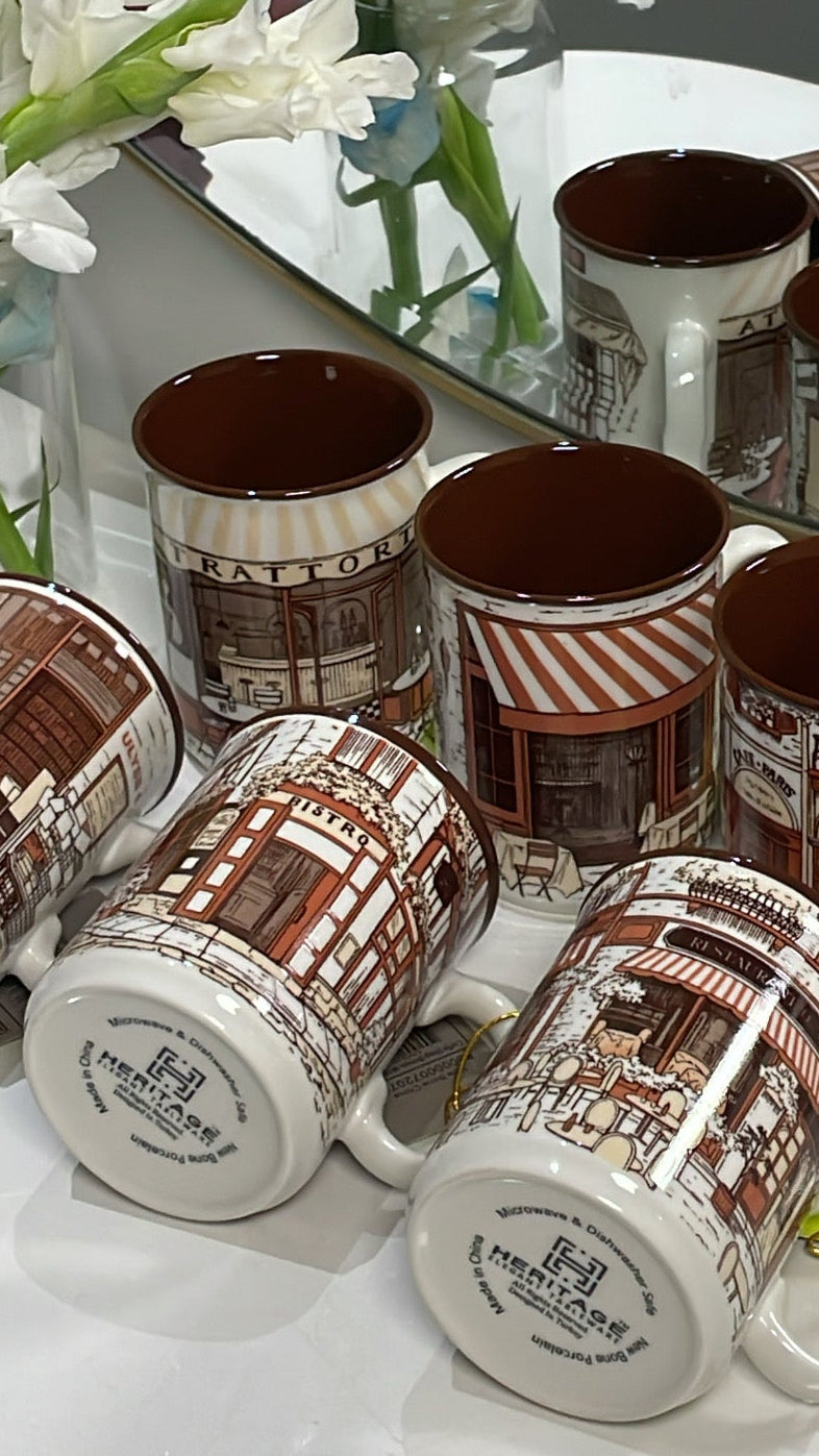 Heritage Brown Coffee Shop Mug Set Of 6 350ml