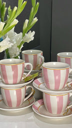 Heritage Milano Pink Cup And Saucer Set Of 6 250ml