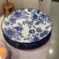 blue floral set of 6 quarter plates