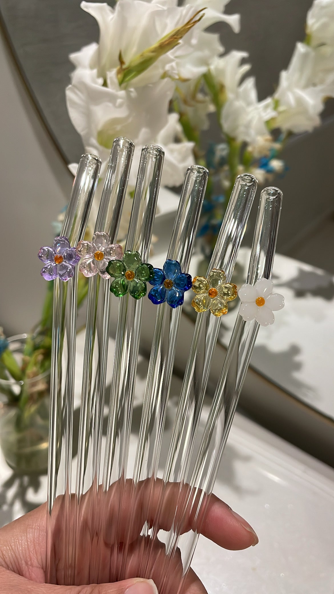 Flower Straws Set Of 6