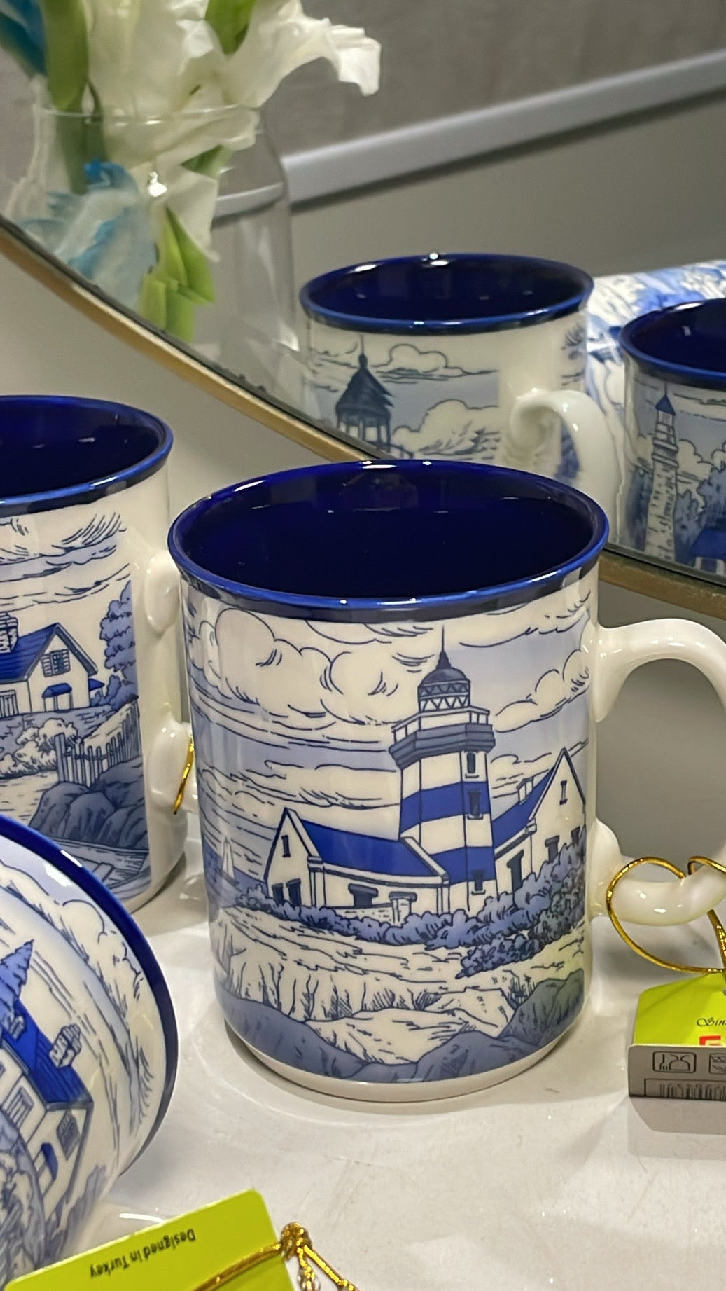 Heritage Blue Lighthouse Mug Set Of 6 350ml