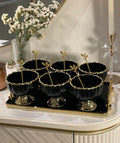 tray with 6 dessert cups and spoons