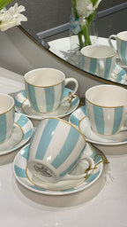 Heritage Milano Blue Cup And Saucer Set Of 6 250ml