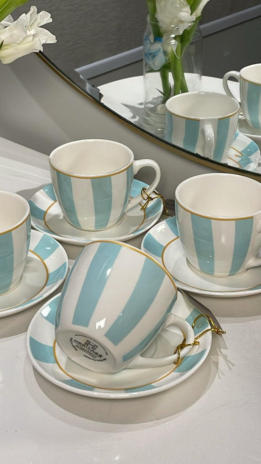 Heritage Milano Blue Cup And Saucer Set Of 6 250ml