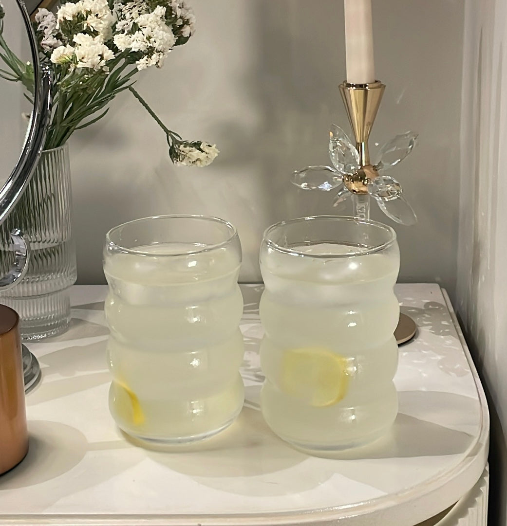 set of 6 curvy glass