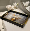 Vintage black and gold tray          set of 2