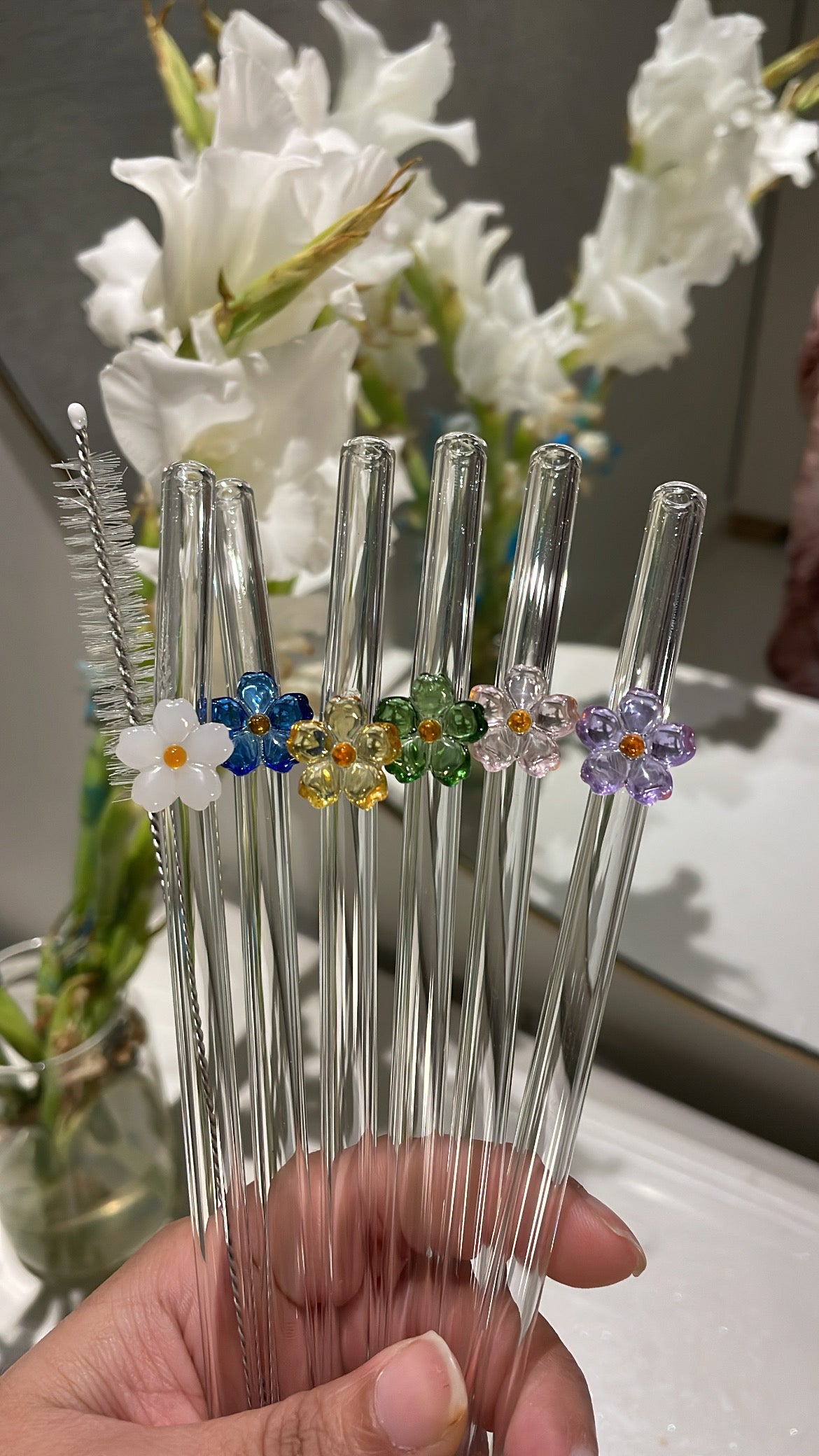 Flower Straws Set Of 6