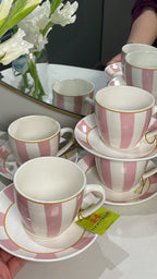 Heritage Milano Pink Cup And Saucer Set Of 6 250ml