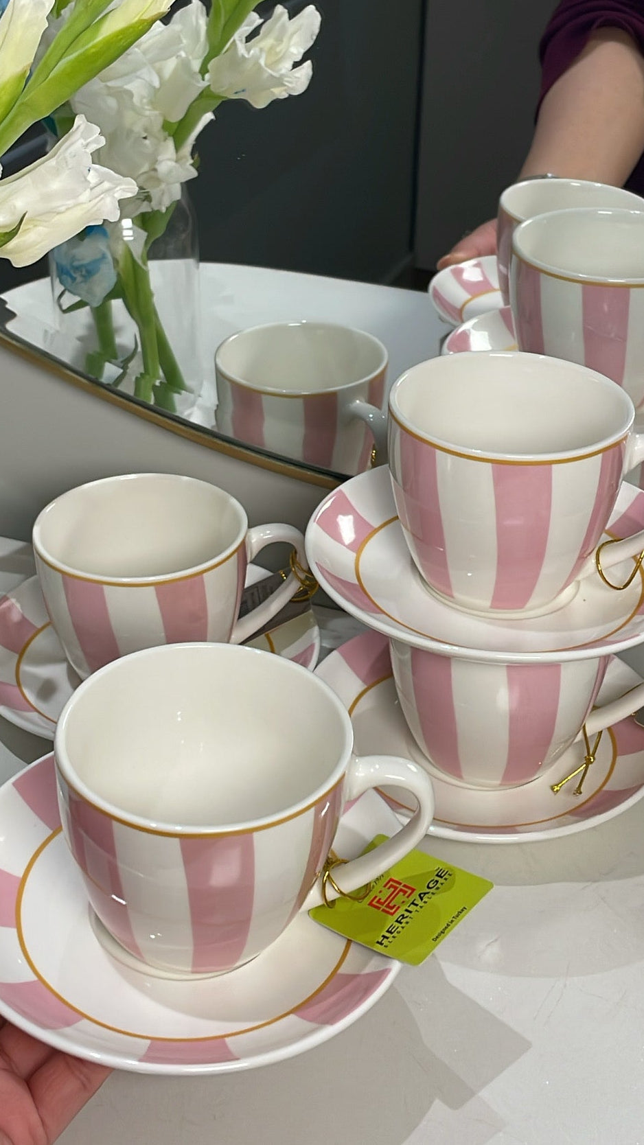 Heritage Milano Pink Cup And Saucer Set Of 6 250ml