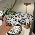 Floral black plate set