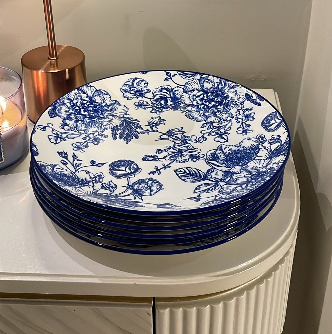 Blue floral set of 6