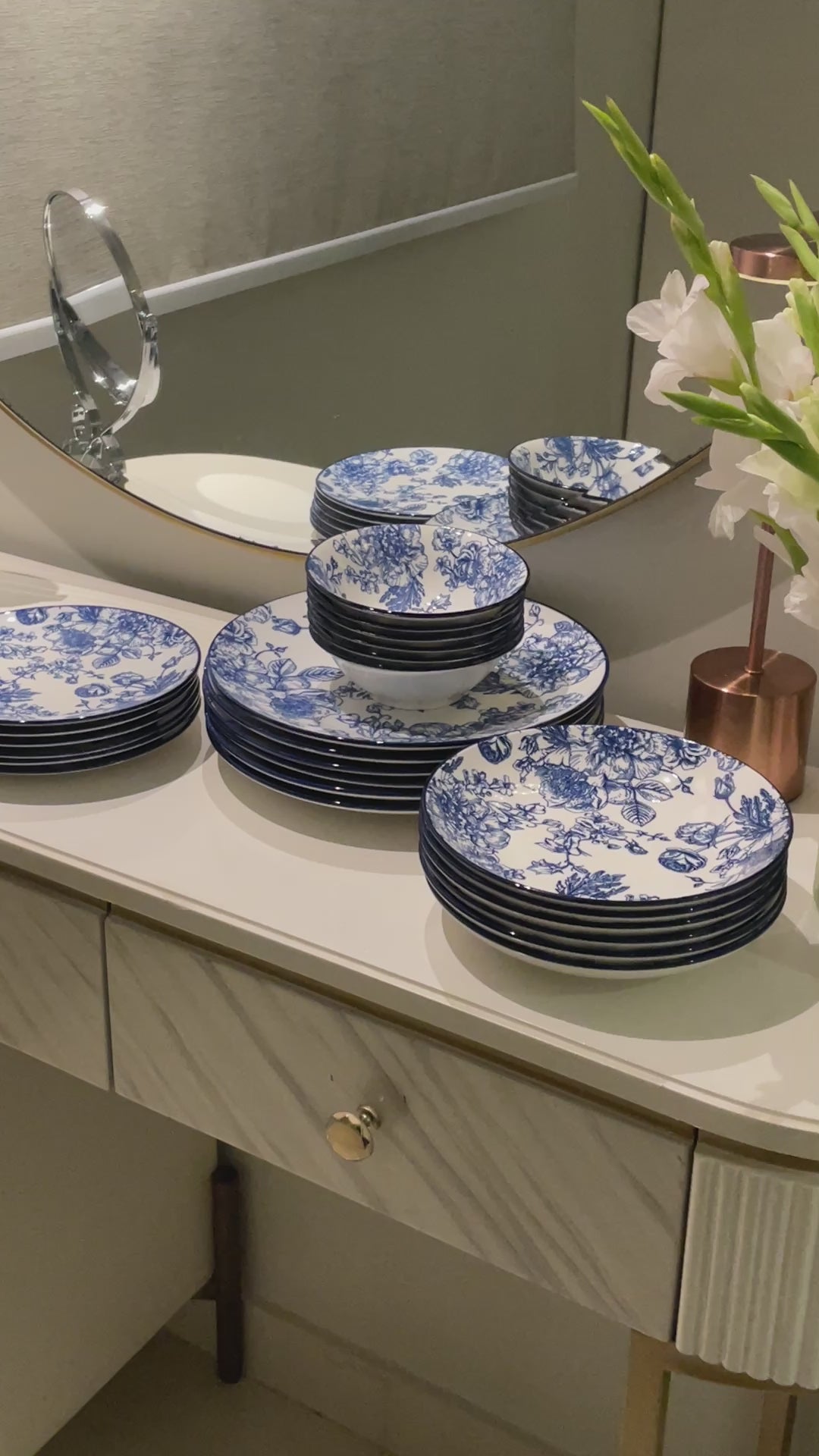 BLUE FLORAL 10 pcs plate set